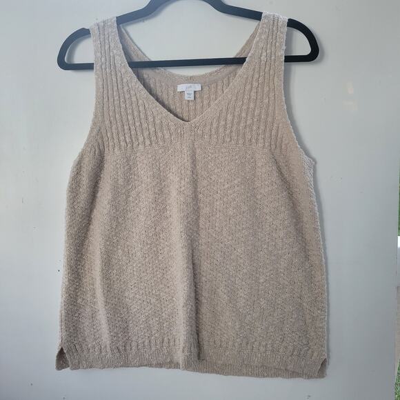 J. Jill Sweater Cardigan Cream Open front chunky Matching Sweater Tank SZ L - Picture 4 of 14